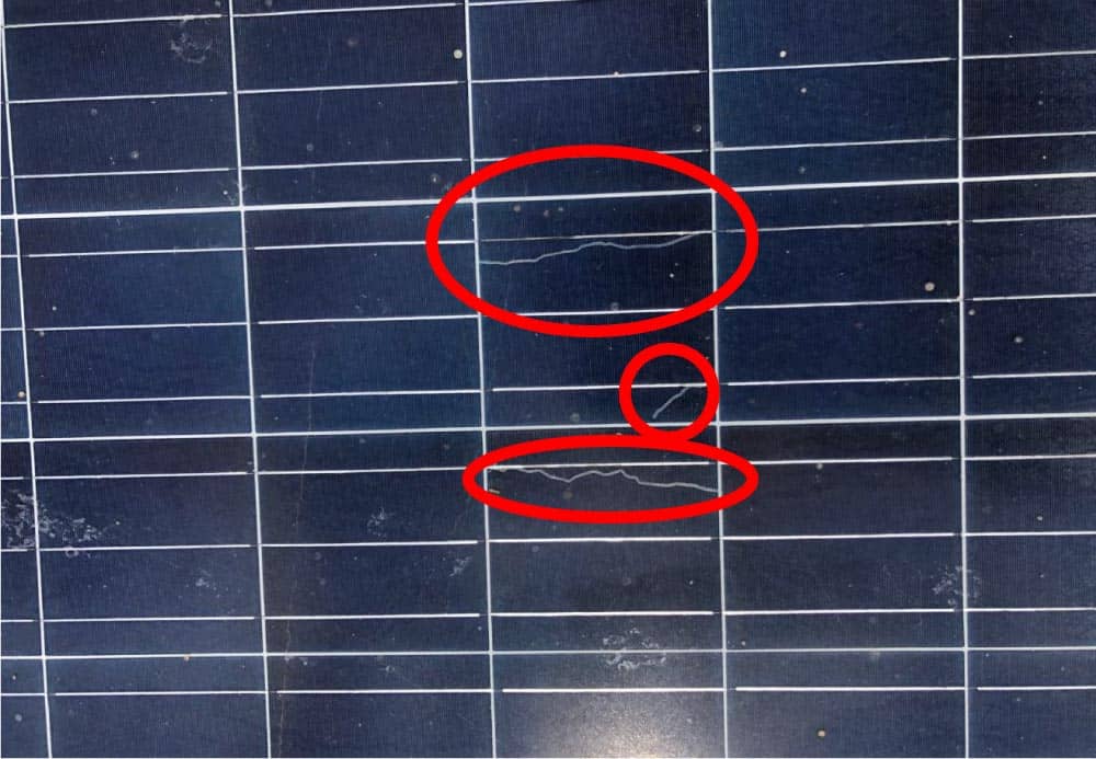 Micro cracks in a solar panel