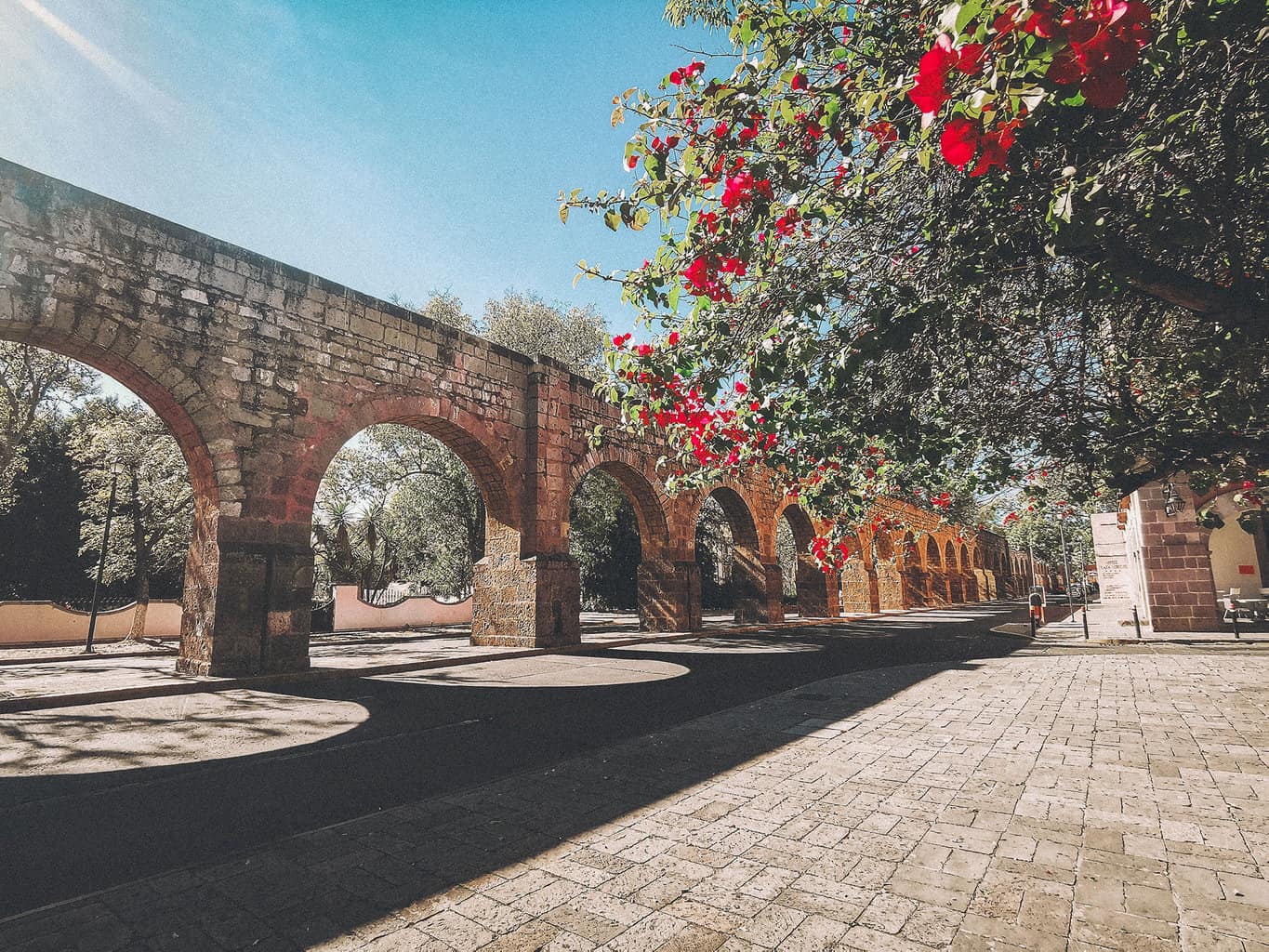 Aquaduct running through the center of Morelia, Mexico