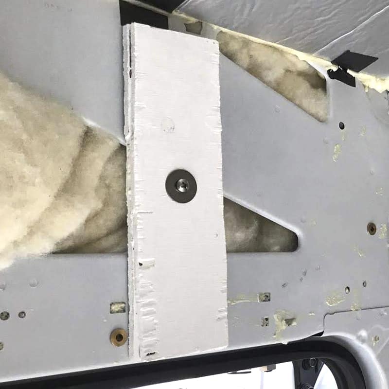 Furring strip with cross nuts in a van conversion