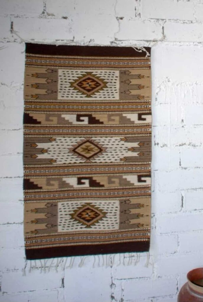 Natural color wool rug from Oaxaca, Mexico