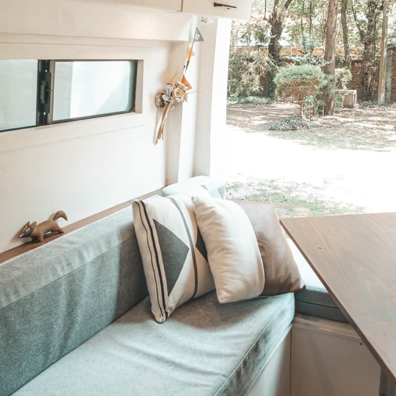 Throw cushions in a camper van
