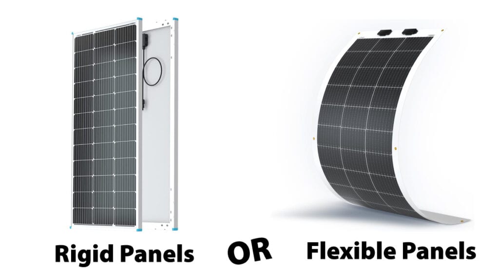 One rigid solar panel and one flexible solar panel.