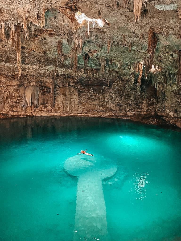 Yuko swimming in the Saitun cenote near Valladolid, Mexico