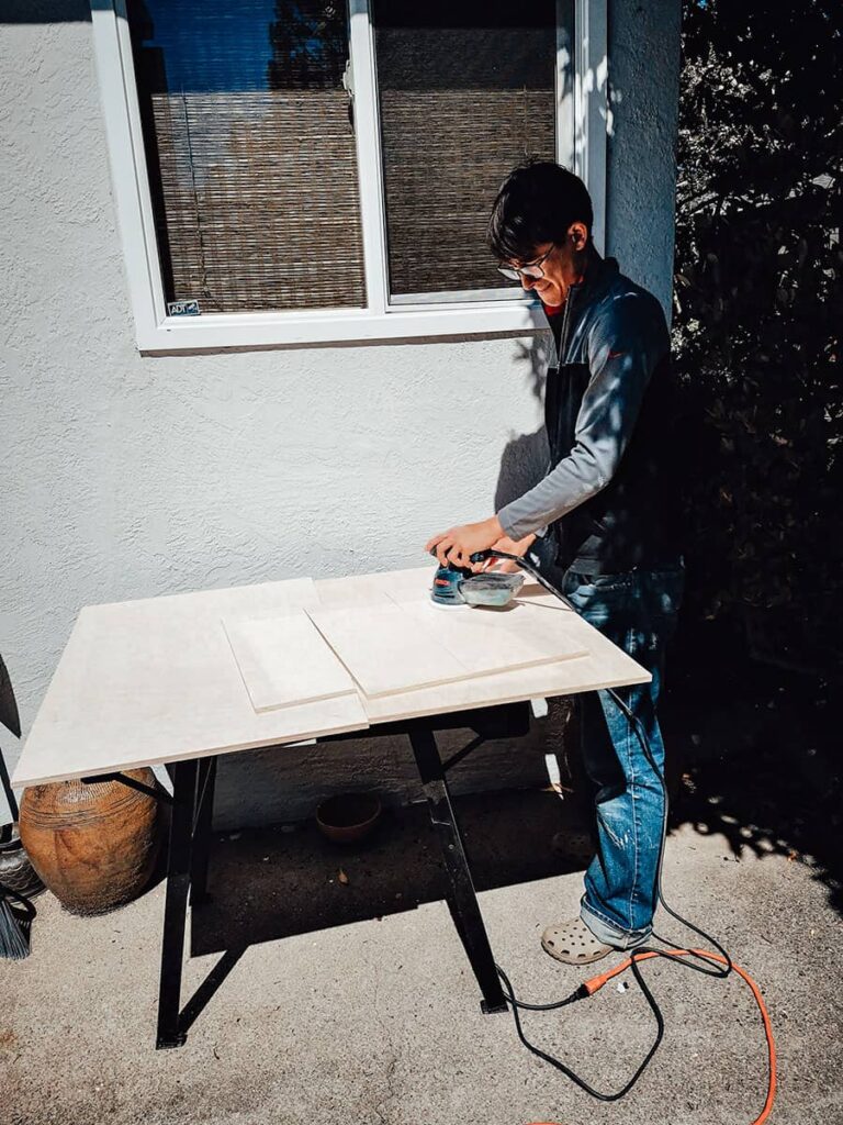 Sanding plywood for cabinets
