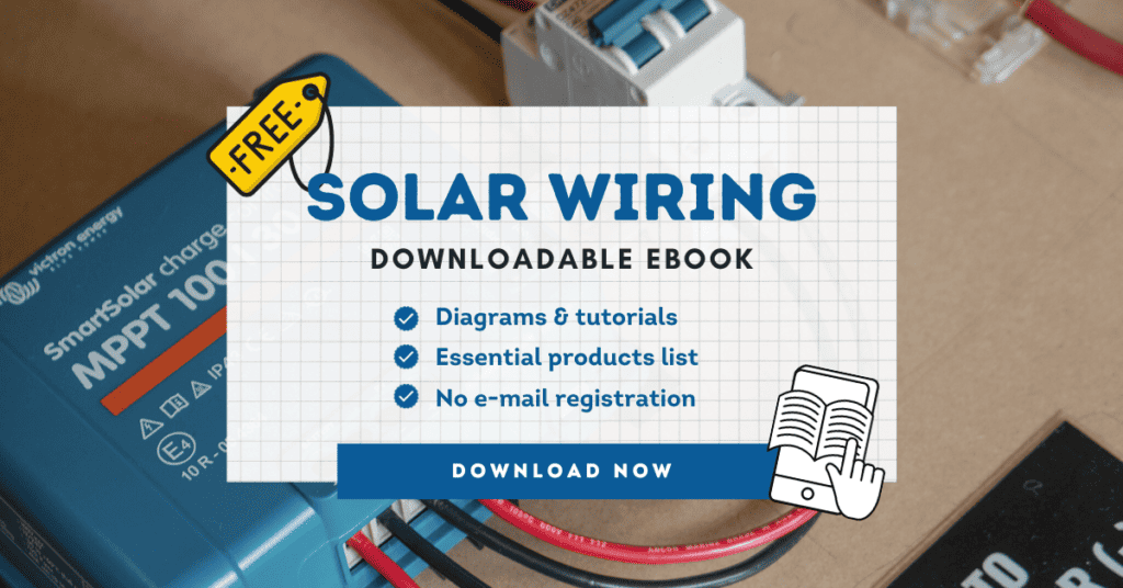 Solar wiring PDF advertisement banner with download now button.