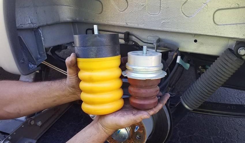 Comparing a SumoSpring to a factory bump stop in a camper van