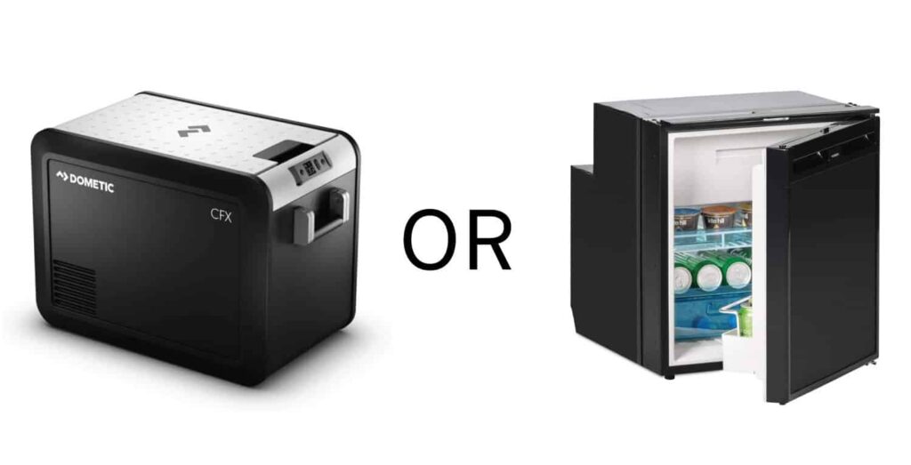 Image of top loading 12V fridge and front loading fridge