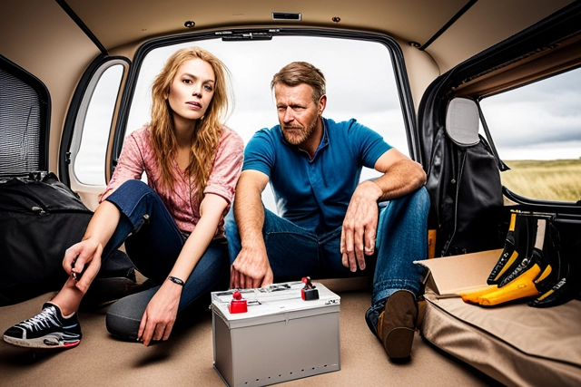 Two couples inside a van with a single AGM leisure battery.