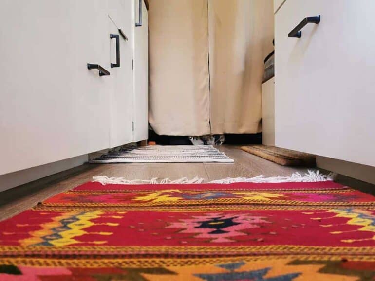 Building a toe kick under the campervan cabinets