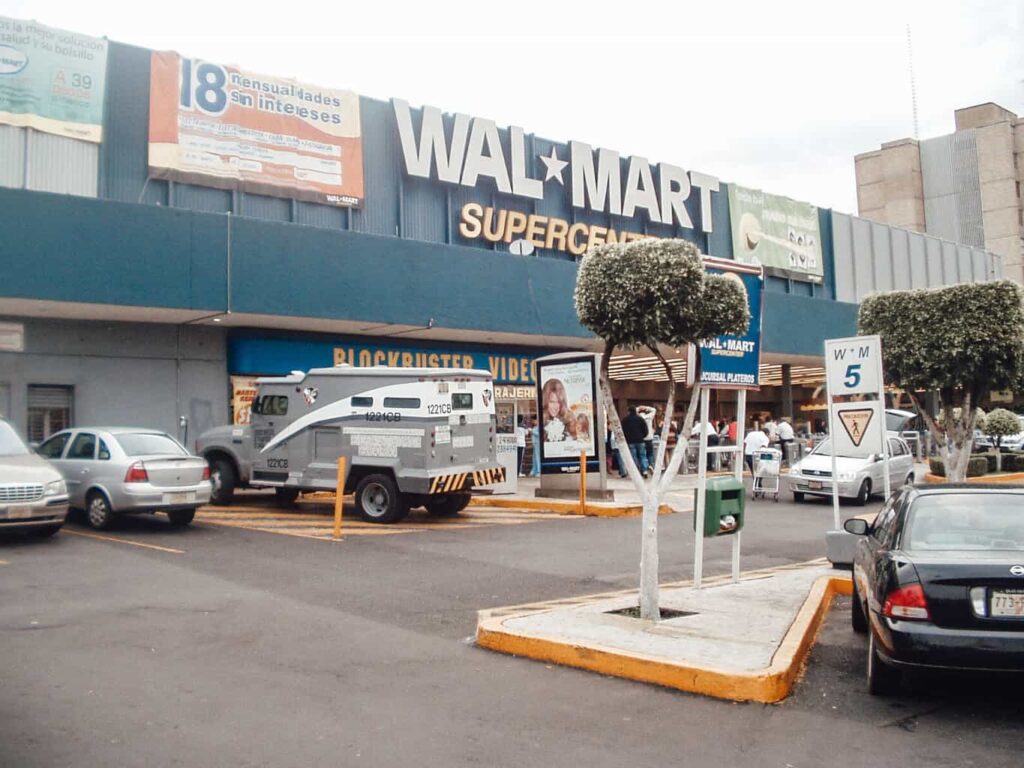 Walmart parking lot in Mexico