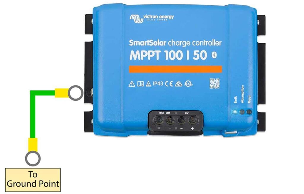 Solar charge controller conntected to ground