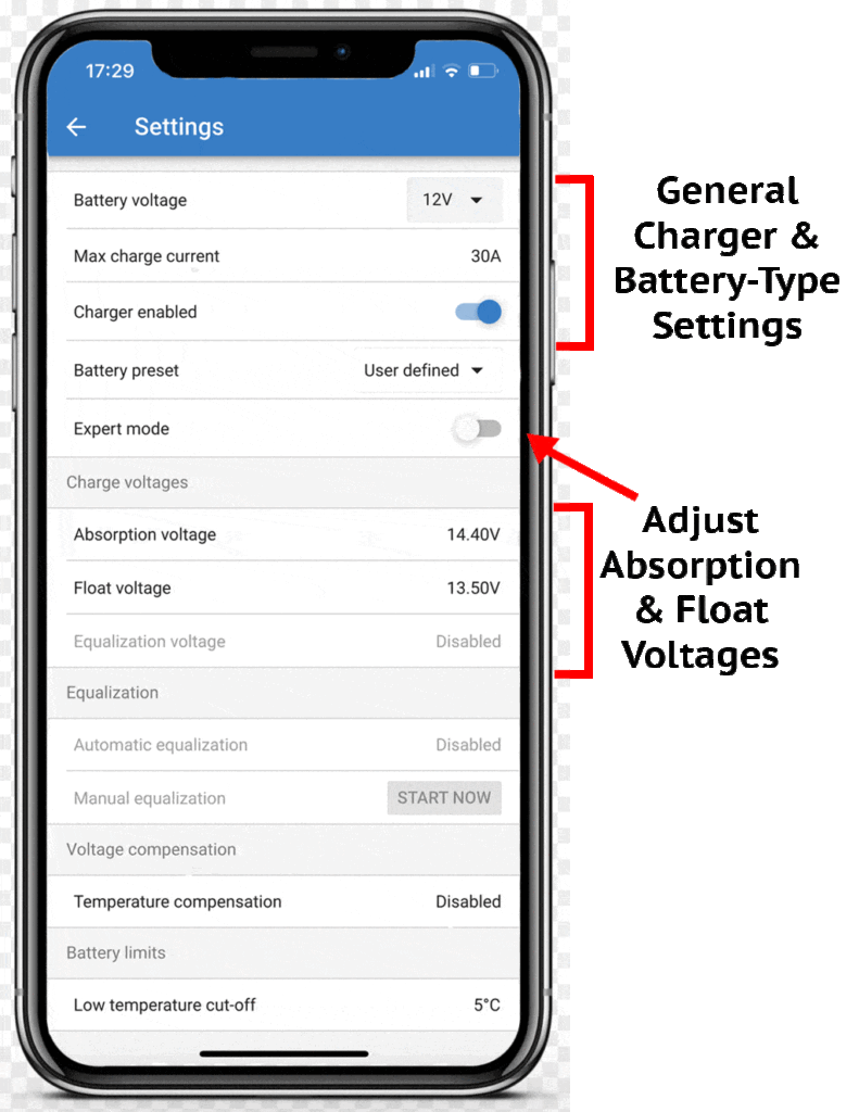 VictronConnect App Settings