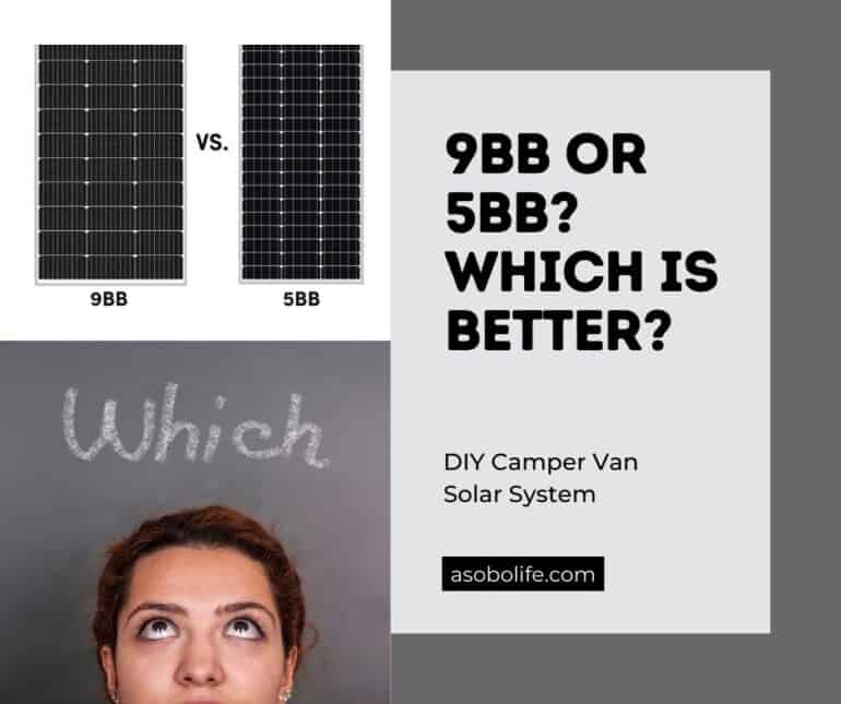A 9BB solar panel next to a 5BB solar panel