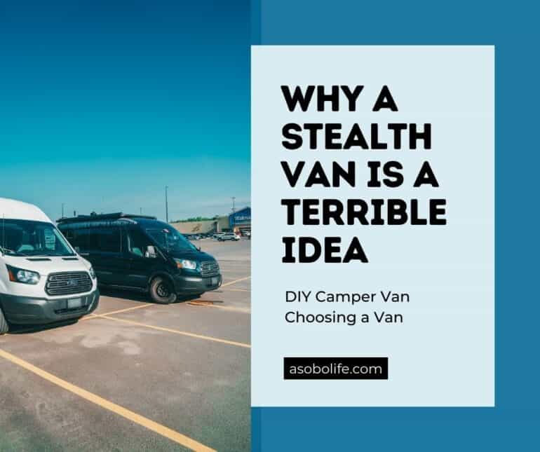 Two stealth camper vans parked overnight at a Walmart parking lot.