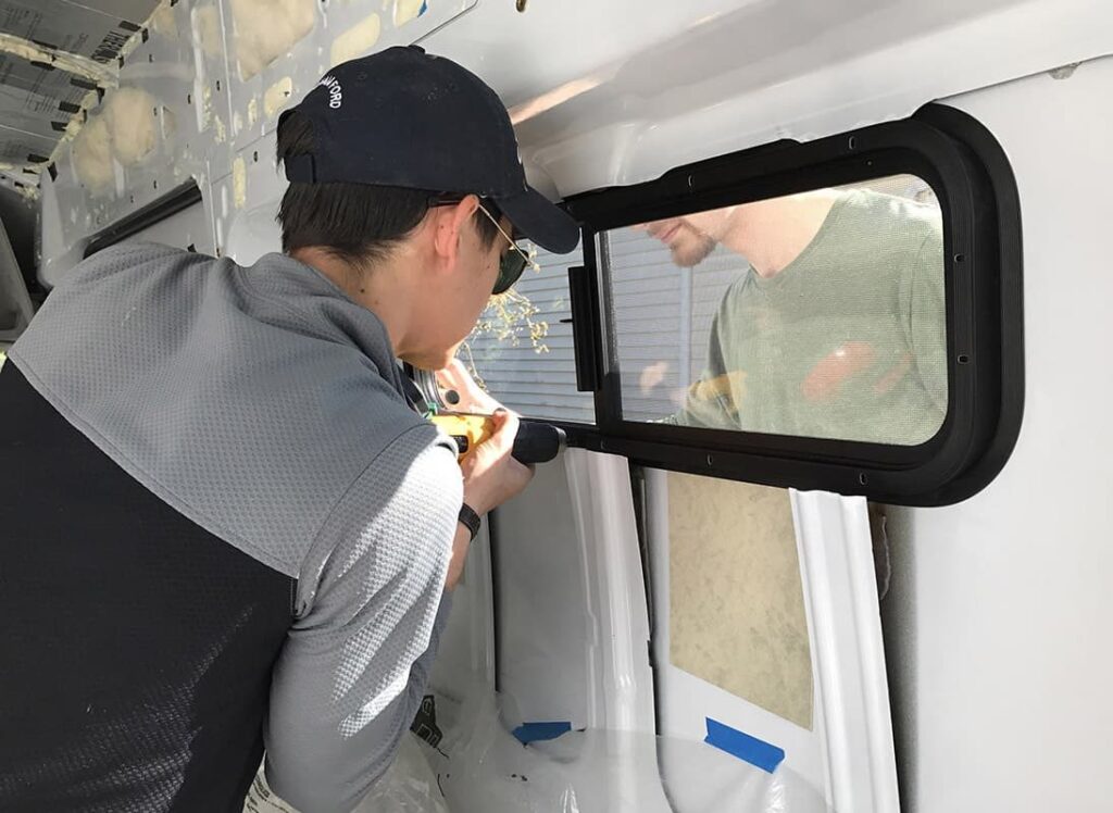 Installing windows in a camper van conversion